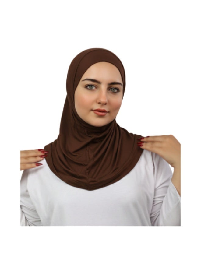 طقم حجاب سوري قطعتين (بندانة مفتوحة + تلبسة) - قطن ليكرا فاخر - ألوان متعددة - Image 1